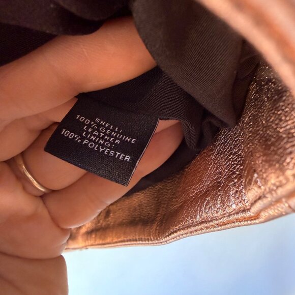 Neiman Marcus Rose Gold Metallic Leather Moto Jacket – Size M - Picture 11 of 11